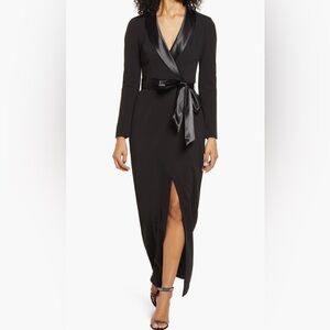Eliza J Black Long Sleeve Tuxedo Dress